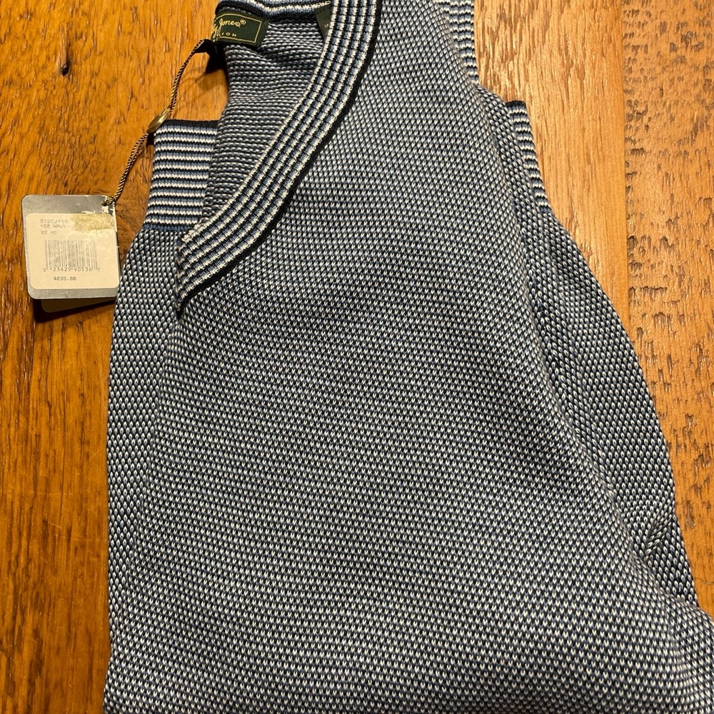 Bobby Jones Mens Pullover V-Neck Knit Golf Sweater Medium BlueBlack 100% Cotton